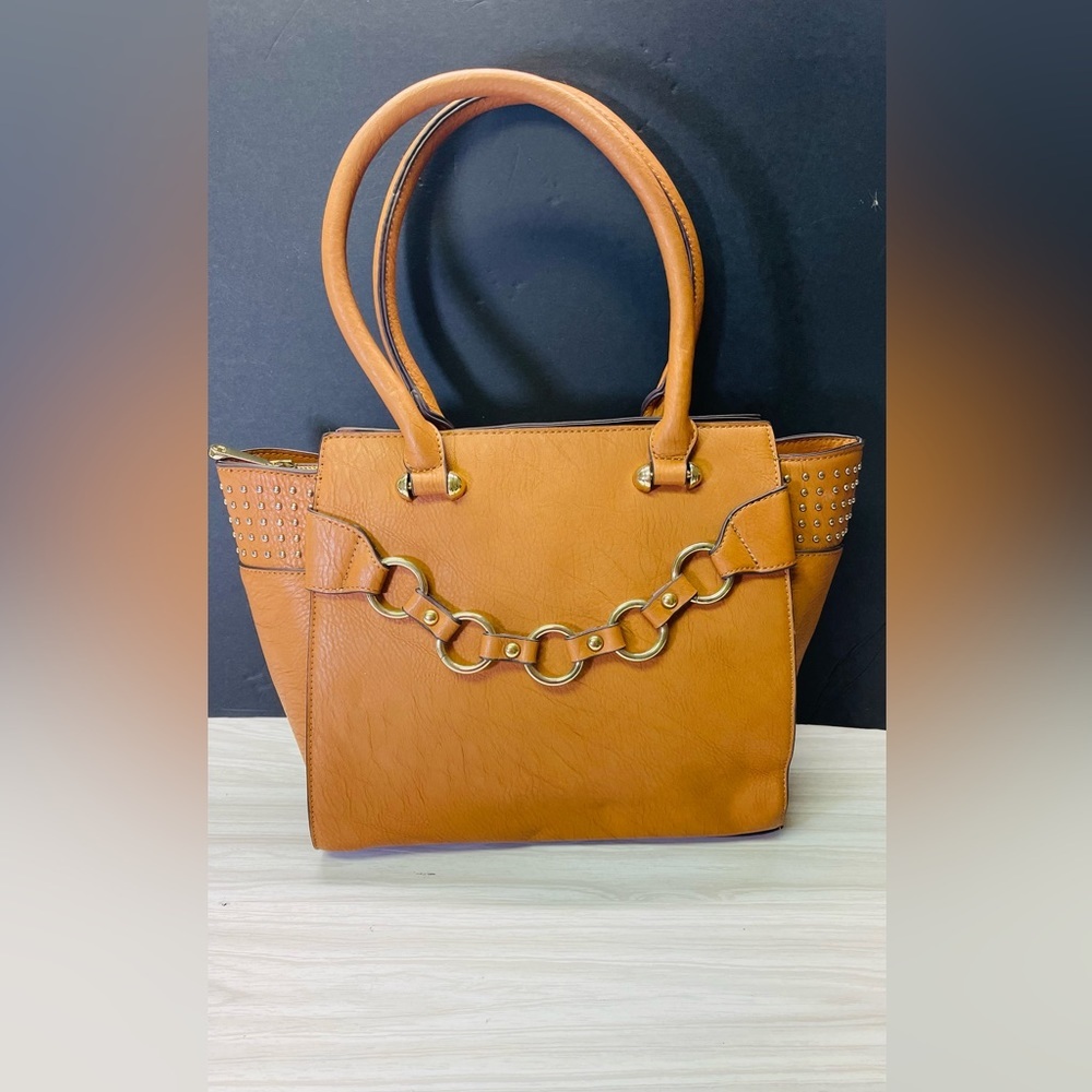 "C" Logo Satchel Saddle Tan Brown Designer Style Satchel Shoulder Shopper Bag